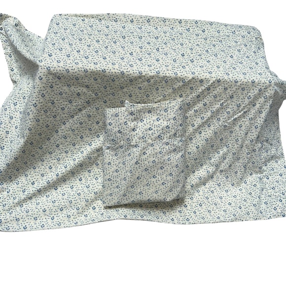 Traditions Pamela Kline Vintage blue cream block print FLORAL pillow case/sham - Picture 1 of 6